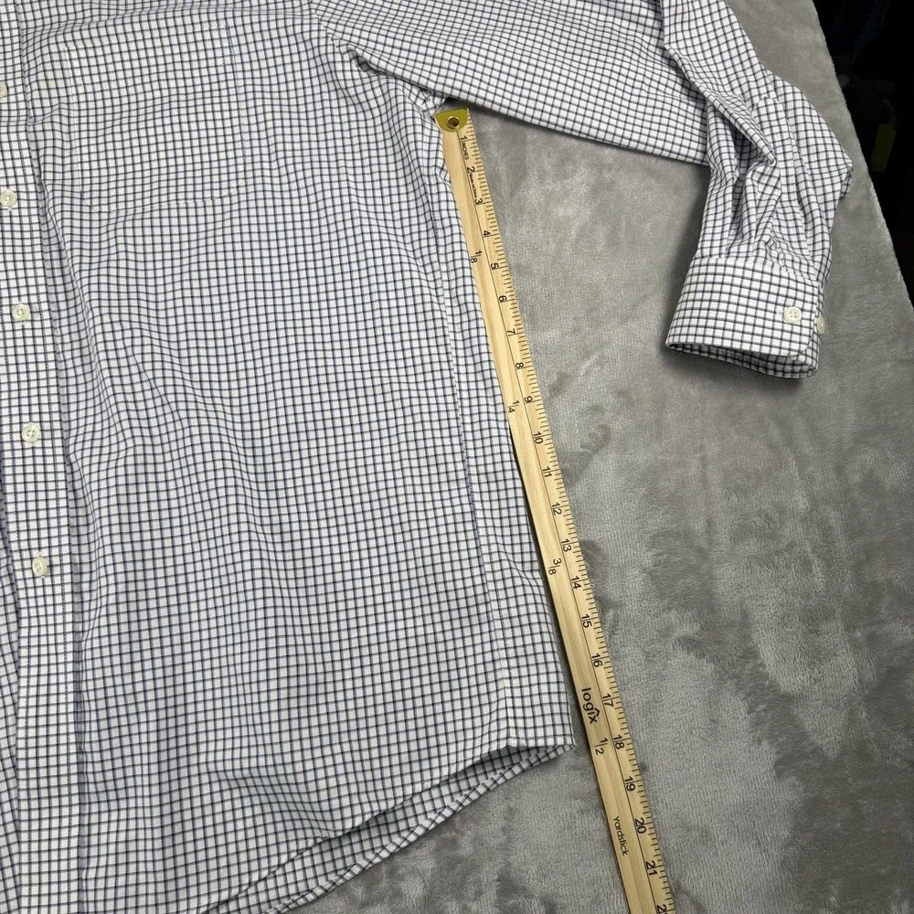 LL Bean Shirt Mens Large Black Blue Lines Wrinkle Resistant Button Down  0 MT78